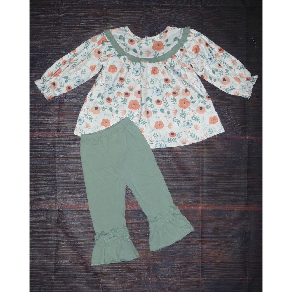Boutique Floral Tunic & Leggings Girls Outfit Set